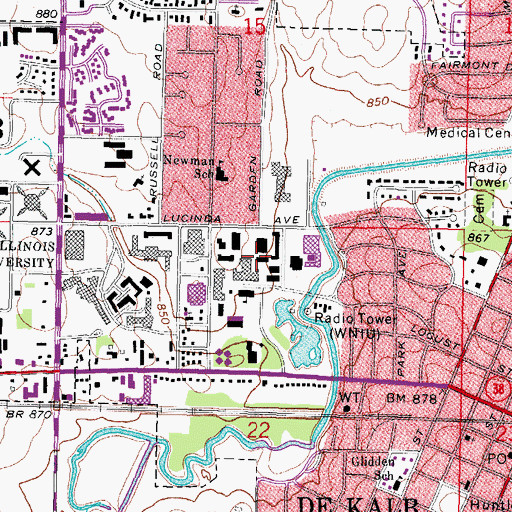 Topographic Map of McMurry Hall, IL