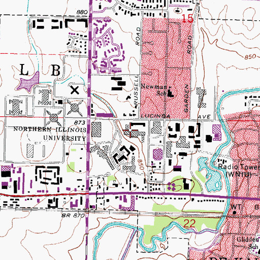 Topographic Map of Neptune Central Hall, IL