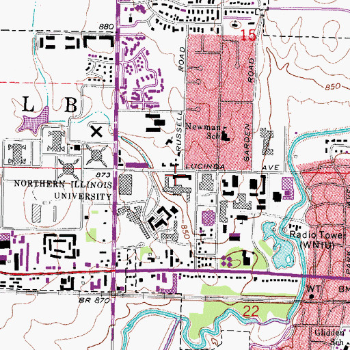 Topographic Map of Neptune North Hall, IL