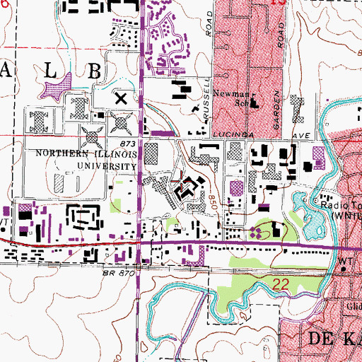 Topographic Map of Reavis Hall, IL
