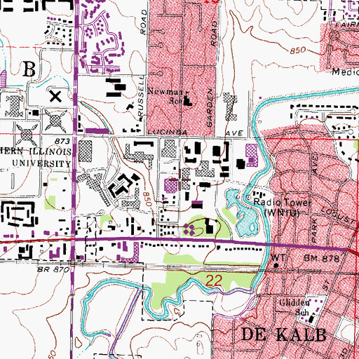 Topographic Map of Swen Parson Hall, IL