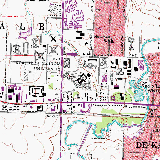Topographic Map of Watson Hall, IL