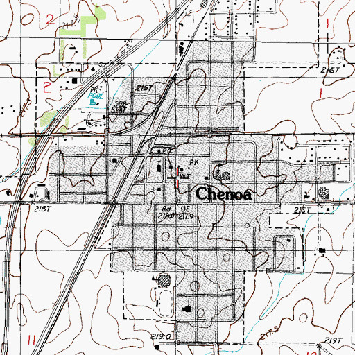 Topographic Map of Chenoa Public Library, IL