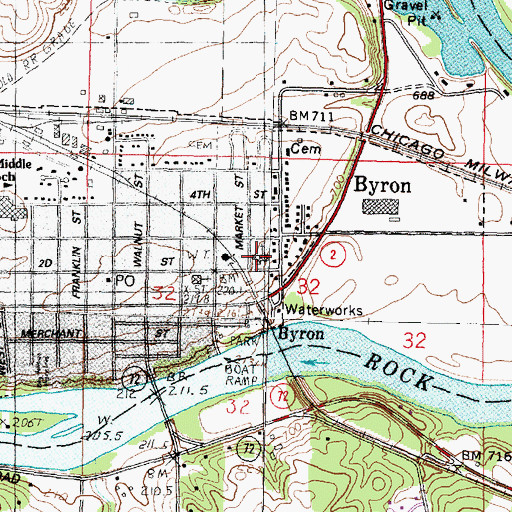 Topographic Map of First Baptist Church, IL