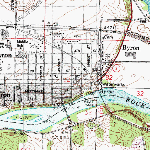Topographic Map of Saint Marys Catholic Church, IL