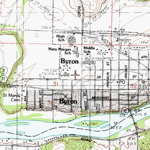 Topographic Map of United Methodist Church of Byron, IL