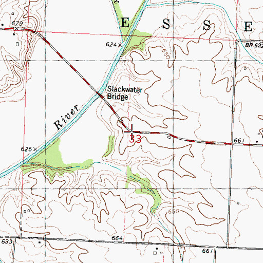 Topographic Map of Slackwater (historical), IL