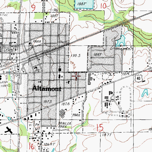 Topographic Map of Altamont Christian Church, IL