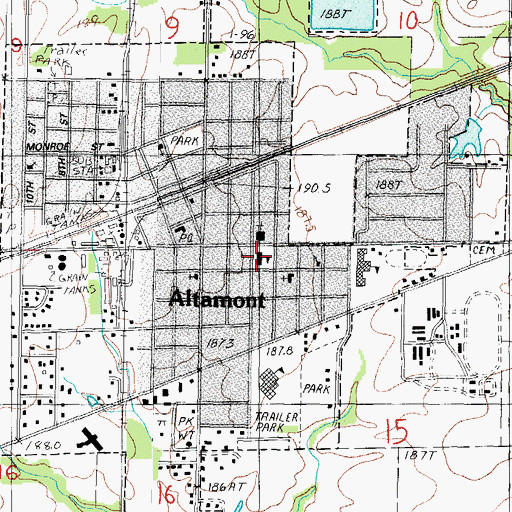 Topographic Map of Altamont Lutheran Interparish School, IL