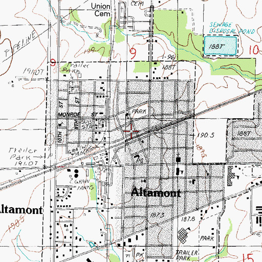 Topographic Map of Altamont Municipal Building, IL