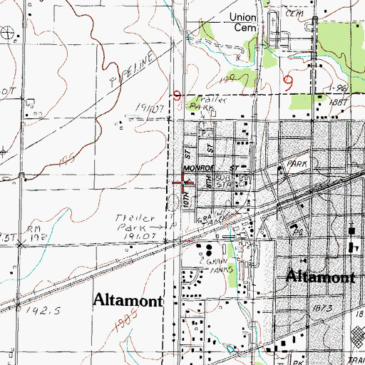Topographic Map of Saint Clares Roman Catholic Church, IL