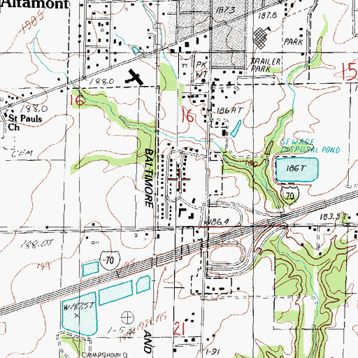 Topographic Map of Southmore Heights, IL