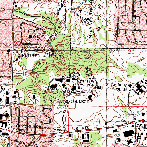 Topographic Map of Barnes Hall, IL