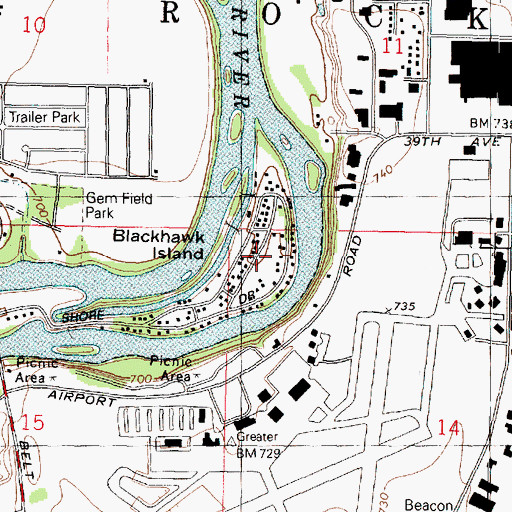Topographic Map of Blackhawk Island Subdivision Number 2, IL