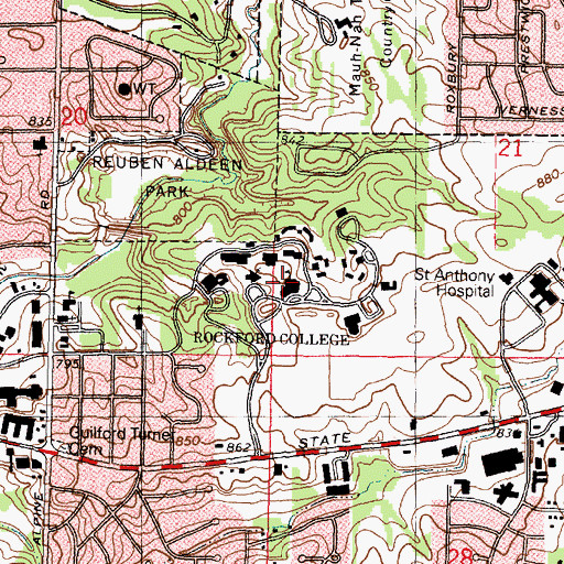 Topographic Map of Blanche Walker Burpee Center, IL