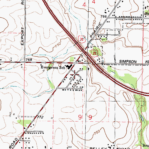 Topographic Map of Brewster Heights, IL