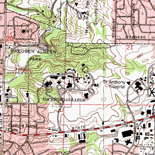 Topographic Map of Caster Hall, IL