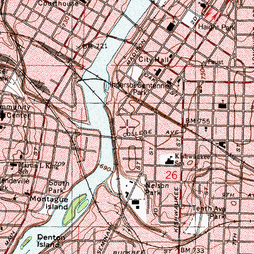Topographic Map of Chapel Hall (historical), IL
