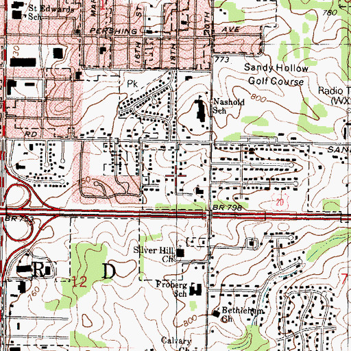 Topographic Map of Cleveland Subdivision, IL