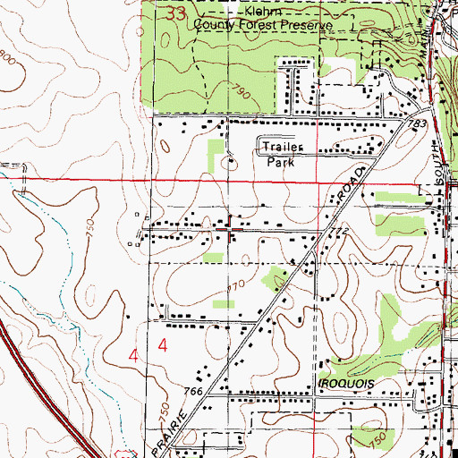Topographic Map of Coreys Bluff, IL
