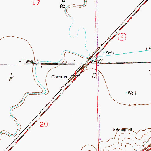 Topographic Map of Camden, CO