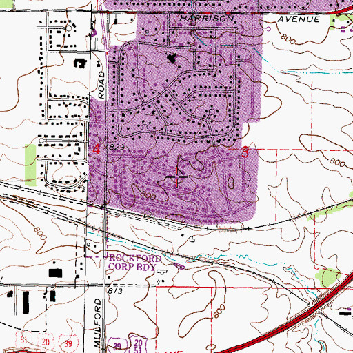 Topographic Map of Coventry Hills East, IL