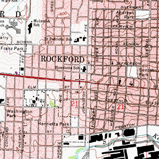 Topographic Map of Deliverance Church of Rockford, IL