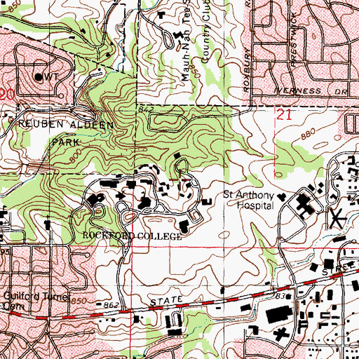 Topographic Map of Ekvall Hall, IL
