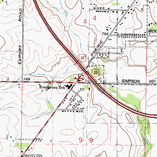 Topographic Map of Evergreen Covenant Church, IL