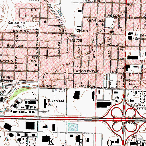 Topographic Map of Franklin Gardens, IL