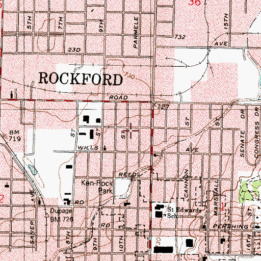 Topographic Map of Gottfred Subdivision, IL