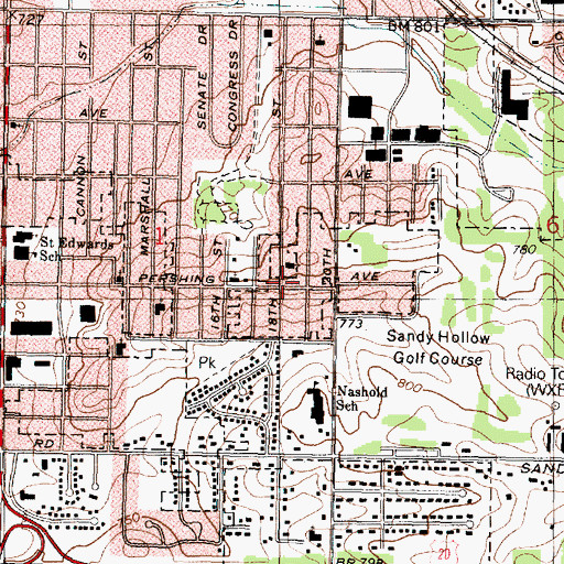 Topographic Map of Green View Heights, IL
