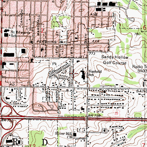Topographic Map of Greendale, IL