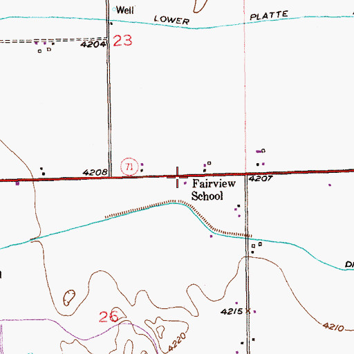 Topographic Map of Fairview School, CO
