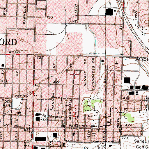 Topographic Map of Harrison Avenue Gardens, IL