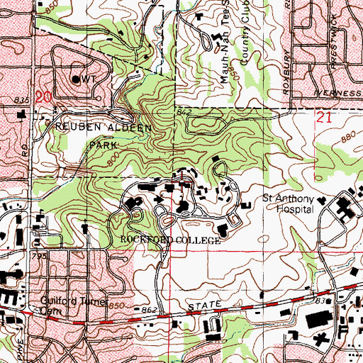 Topographic Map of Henry Scarborough Hall, IL