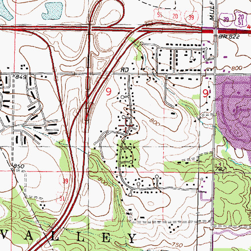 Topographic Map of Hickory View Estates, IL