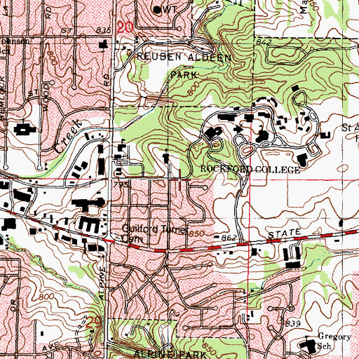 Topographic Map of Hillcrest Childcare Center, IL