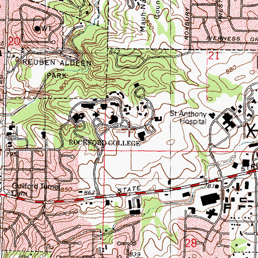 Topographic Map of John S and Hope Barnes Tennis Courts, IL