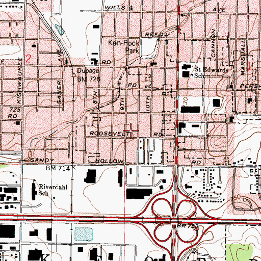 Topographic Map of Kinseys Little Farms, IL