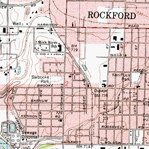 Topographic Map of Kishwaukee Subdivision, IL