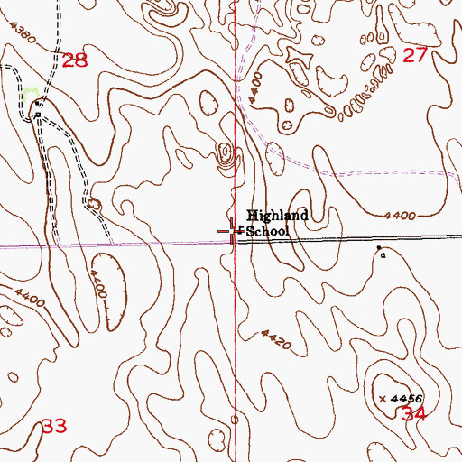 Topographic Map of Highland School, CO