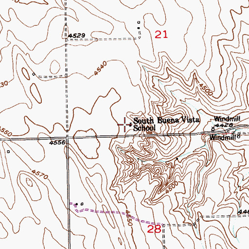 Topographic Map of South Buena Vista School, CO