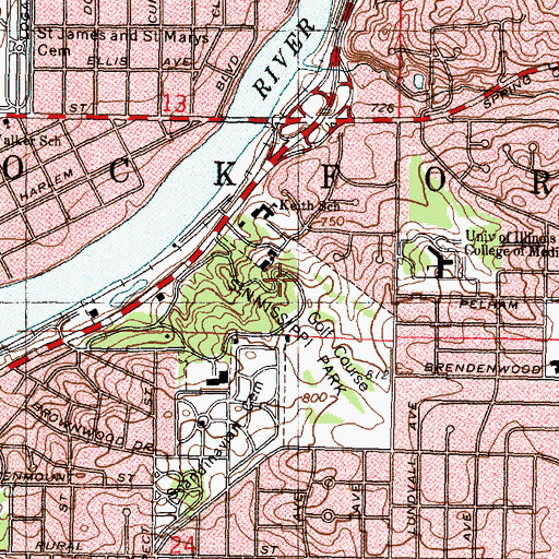 Topographic Map of Lookout Point, IL