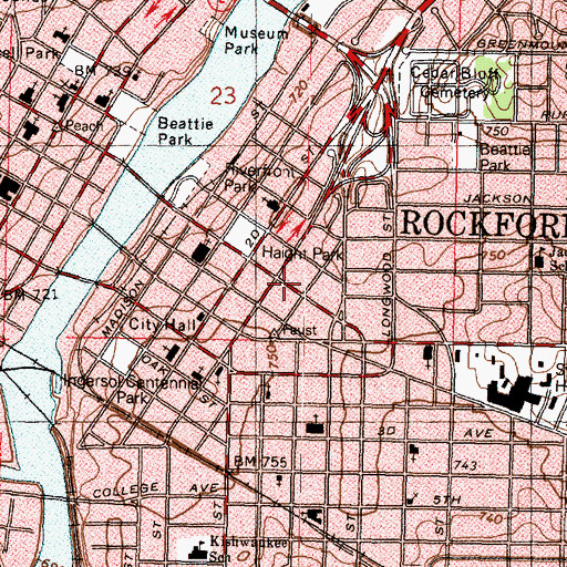 Topographic Map of Luther Bible College, IL