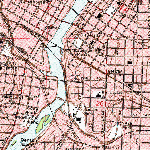 Topographic Map of Middle Hall (historical), IL