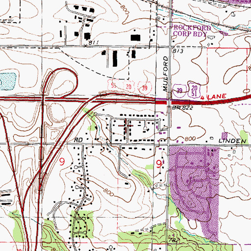 Topographic Map of Mulford Highlands, IL