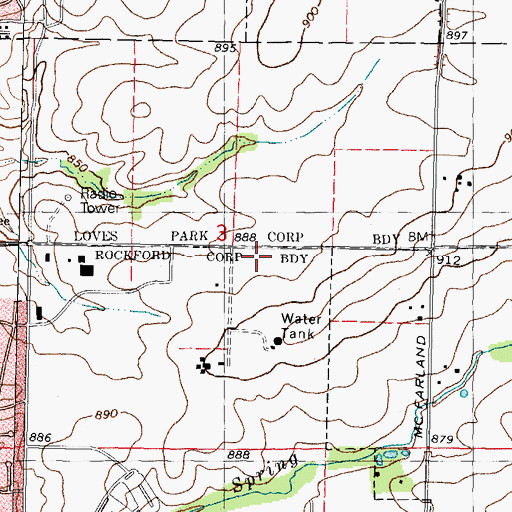 Topographic Map of North Love Baptist Church, IL