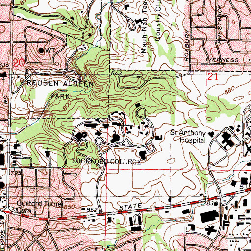 Topographic Map of Olson Hall, IL
