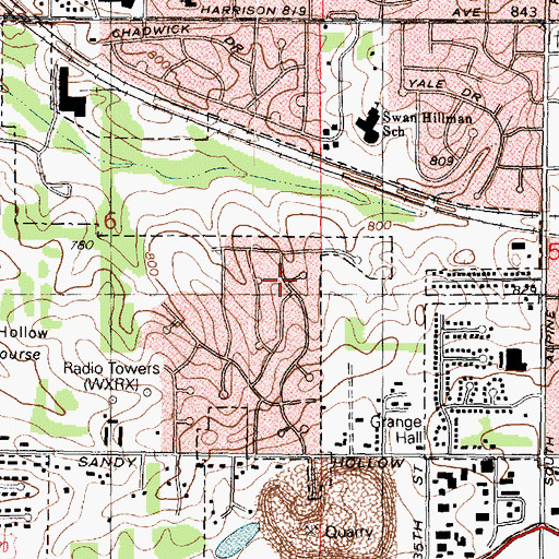 Topographic Map of Pine Manor, IL